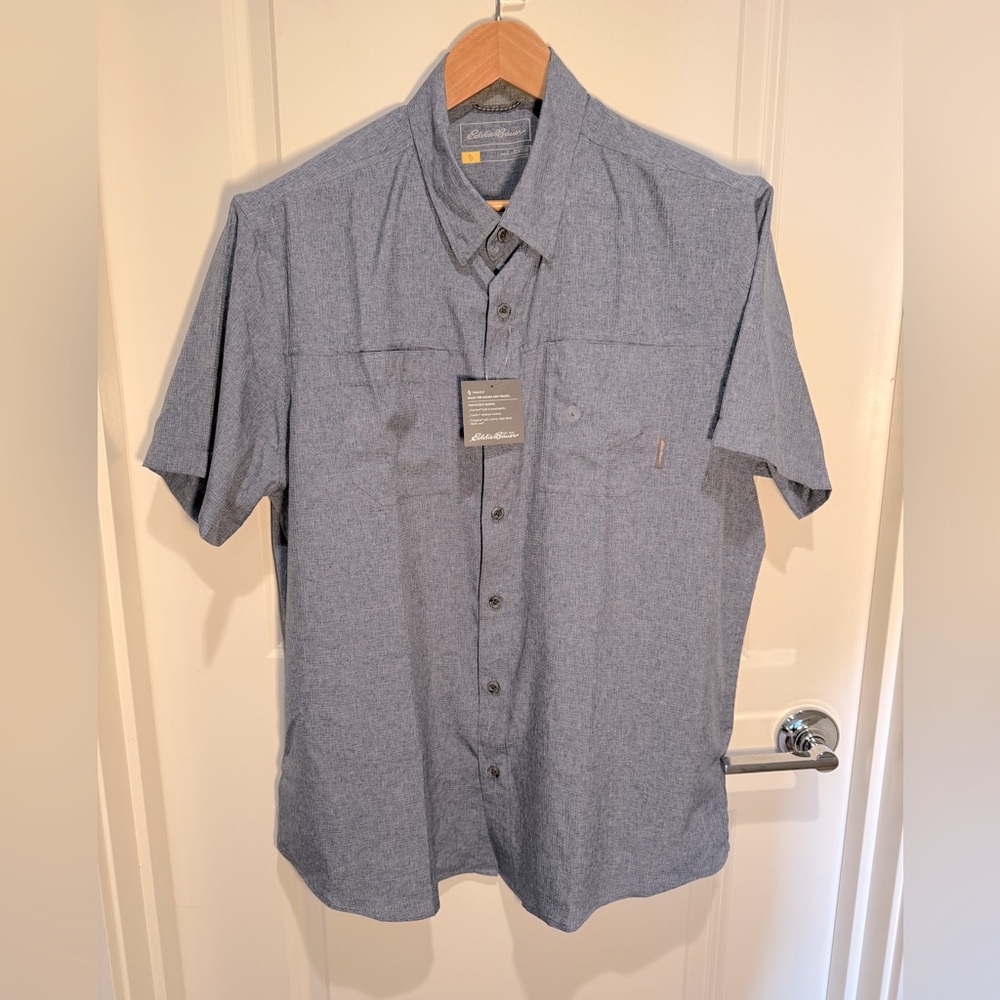 EDDIE BAUER - Men’s Large Ventatrex Button Down in Indigo Blue NWT